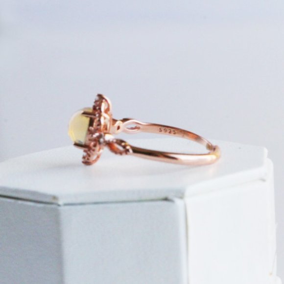 Semi Precious Rose Gold Vermeil Authentic Fire Opal Open Ring Adjustable Ring - Picture 6 of 7